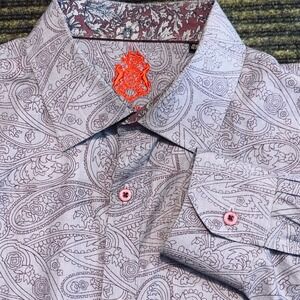 English Laundry Paisley Print Button Down Shirt‎ Men 17.5 32 33 Blue Pink